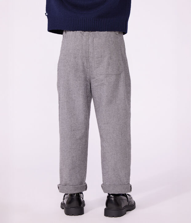 Pantal&oacute;n infantil de pinzas de franela de algod&oacute;n gris