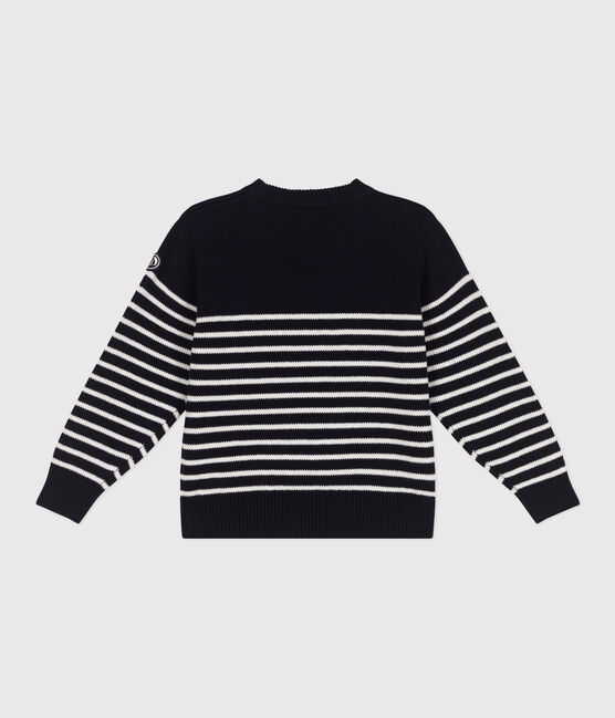 Jersey marinero infantil de lana y algodón a rayas azul SMOKING/blanco MARSHMALLOW