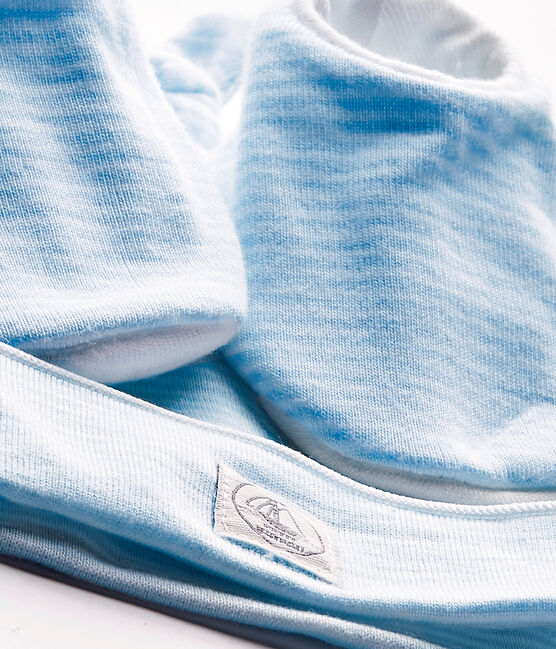 Conjunto de gorrito de nacimiento y zapatitos de bebé azul FRAICHEUR/blanco ECUME