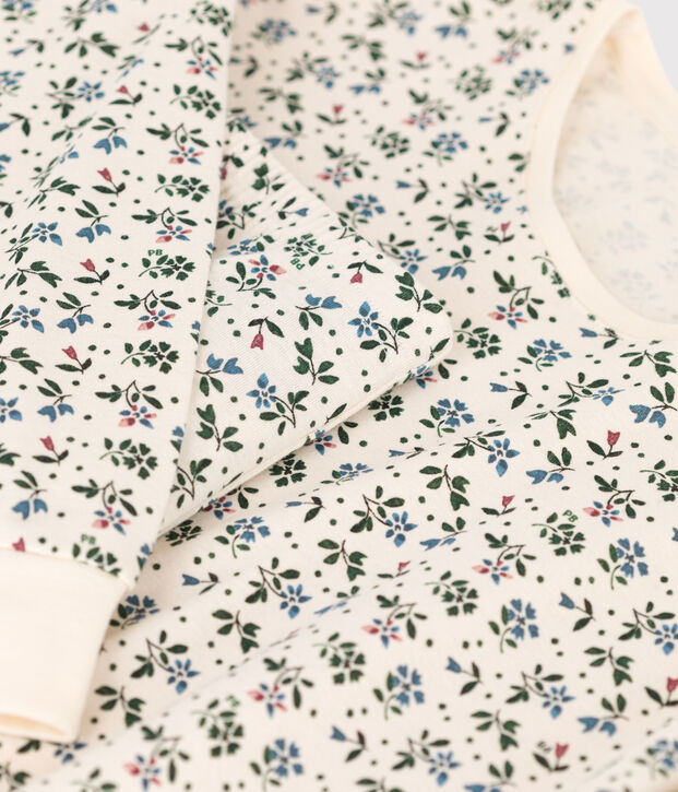 Pijama de algod&oacute;n de mujer crudo/azul/multicolor