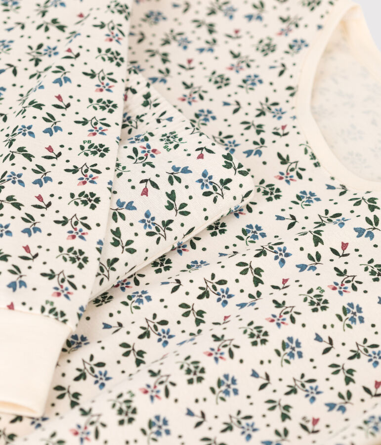 Pijama de algod&oacute;n de mujer crudo/azul/multicolor