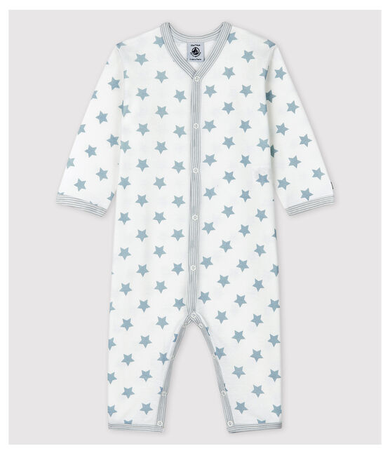 Pijama enterizo sin pies con estrellas grises de bebé de algodón blanco ECUME/gris MISTIGRI