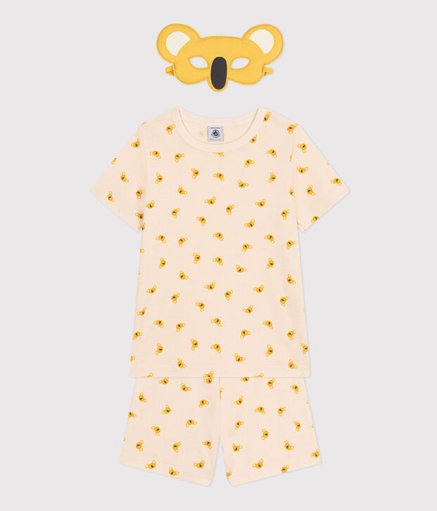 Pijama corto infantil de algod&oacute;n tipo disfraz de koala crudo/multicolor
