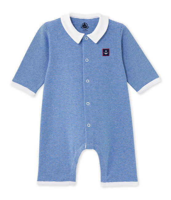 Mono de milrayas para bebé niño azul DELFT/blanco ECUME
