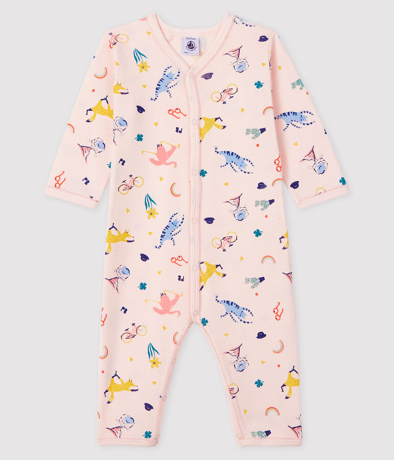 Pelele sin pies de punto acanalado para beb&eacute; ni&ntilde;a rosa/multicolor