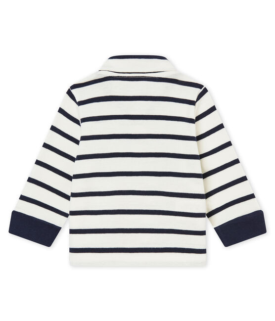 Polo a rayas marineras para bebé niño blanco MARSHMALLOW/azul SMOKING