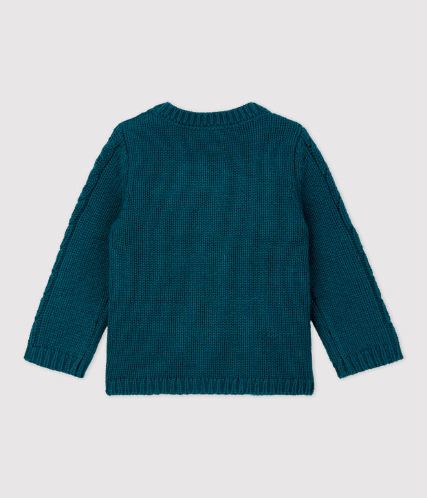 C&aacute;rdigan de lana y algod&oacute;n de beb&eacute;. verde