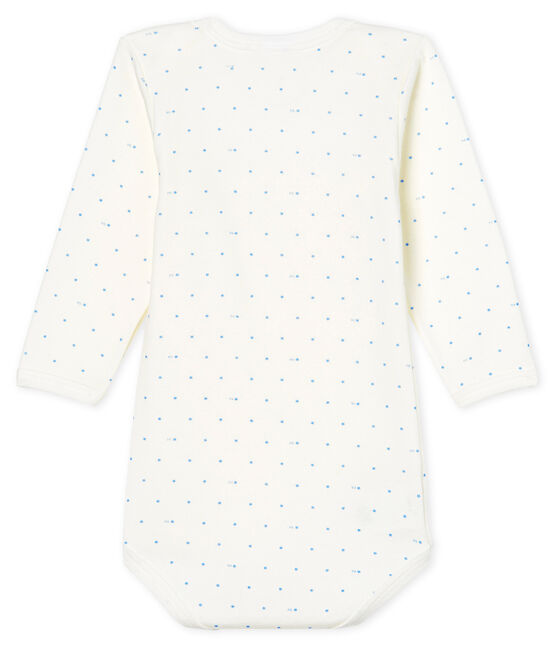 Body de manga larga para bebé niño blanco MARSHMALLOW/azul ACIER