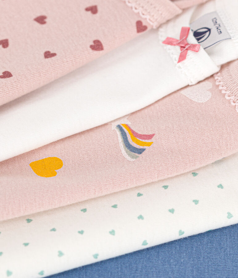 Juego de 5 bodis de algod&oacute;n de manga larga con estampado de estrellas y corazones para beb&eacute; multicolor