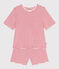 Pijama corto de algodón a rayas para mujer rojo MARSHMALLOW/ SPI