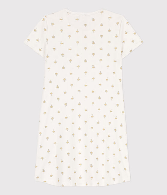 Camisón de algodón con palmeras para niña blanco MARSHMALLOW/blanco MULTICO