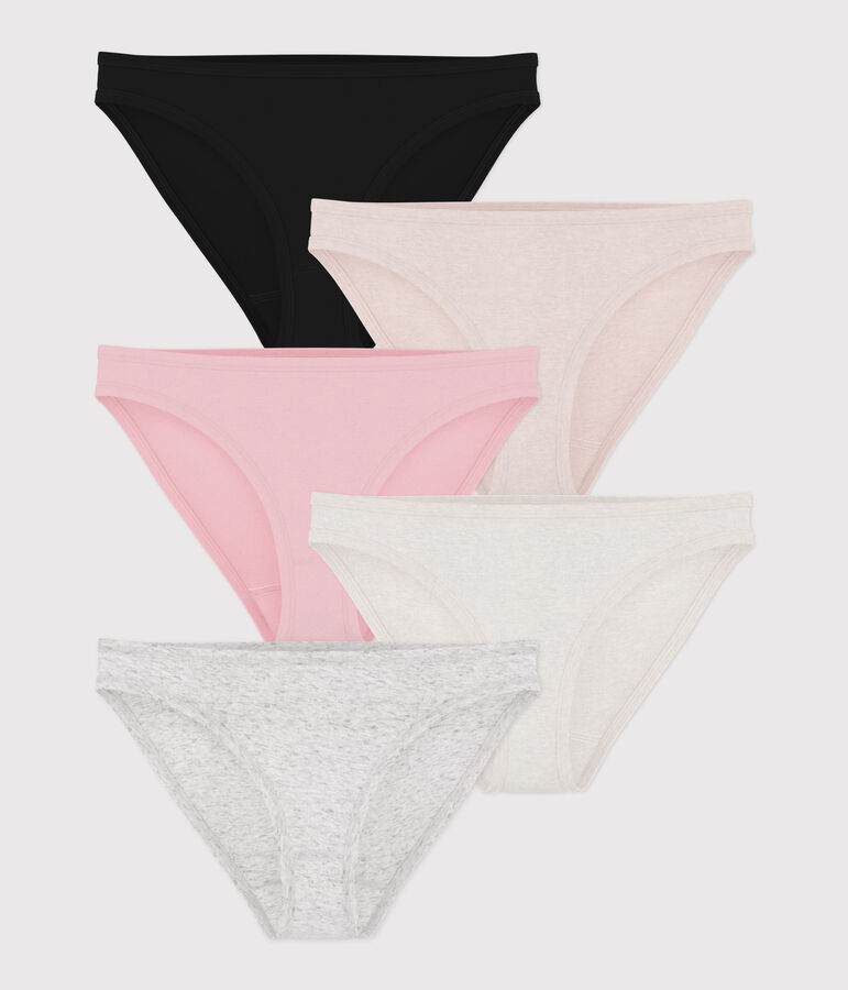Pack de 5 braguitas de algod&oacute;n fino para mujer multicolor