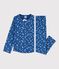Pijama de punto para niña con estampado de copos de nieve azul MAJOR/blanco ECUME