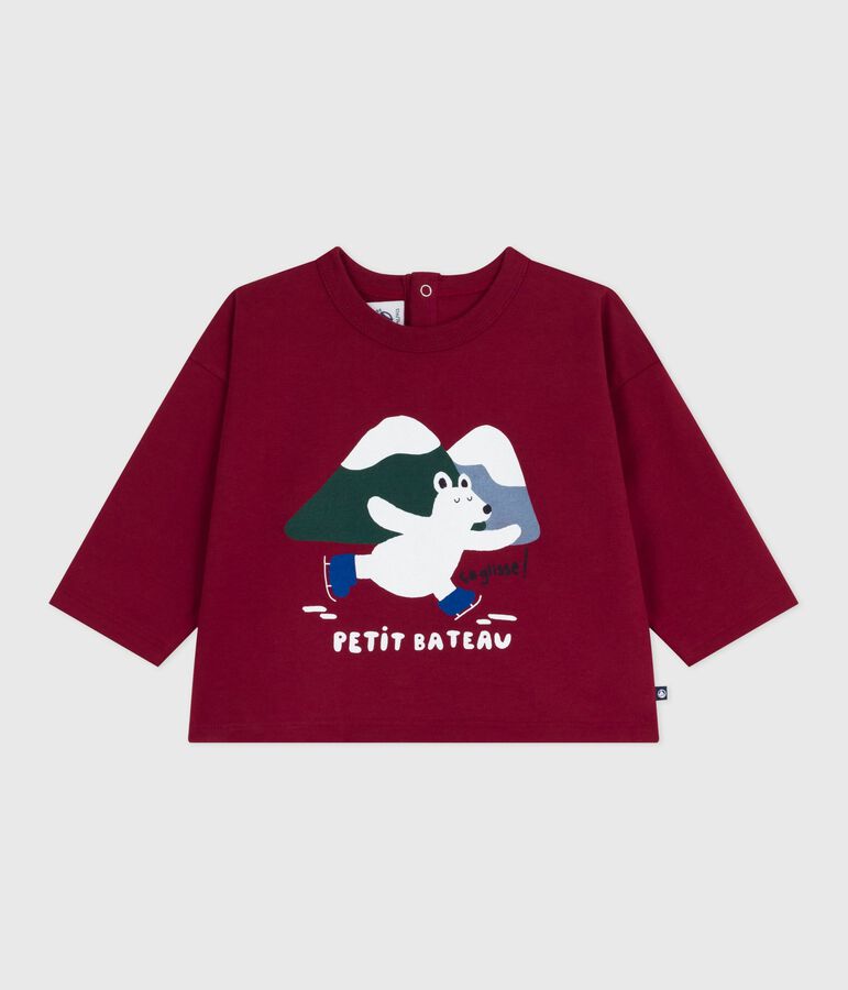 Camiseta de algod&oacute;n de manga larga para beb&eacute; rojo