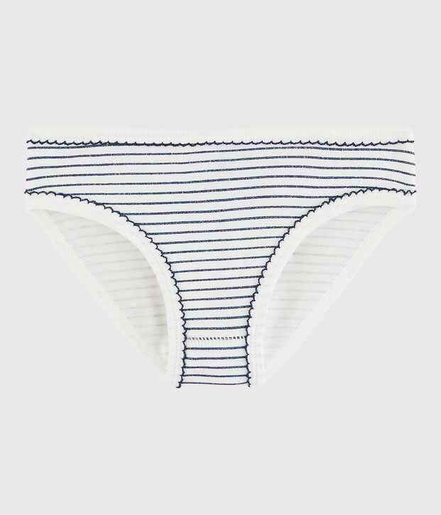 Braguita de ni&ntilde;a de algod&oacute;n blanco/azul