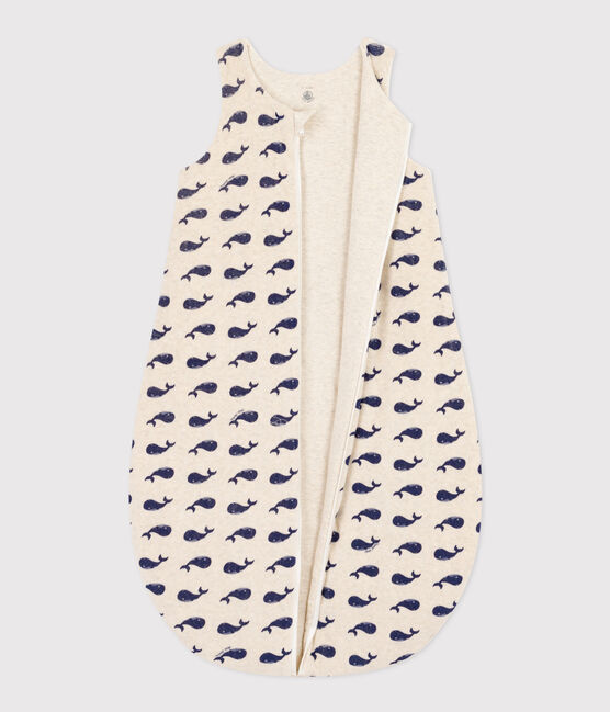 Saco de terciopelo con ballena para bebé TOG 3 beige MONTELIMAR/azul MEDIEVAL