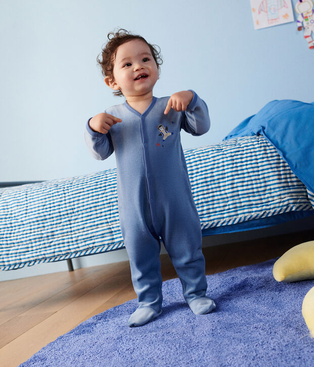 Pijama de terciopelo para beb&eacute; azul