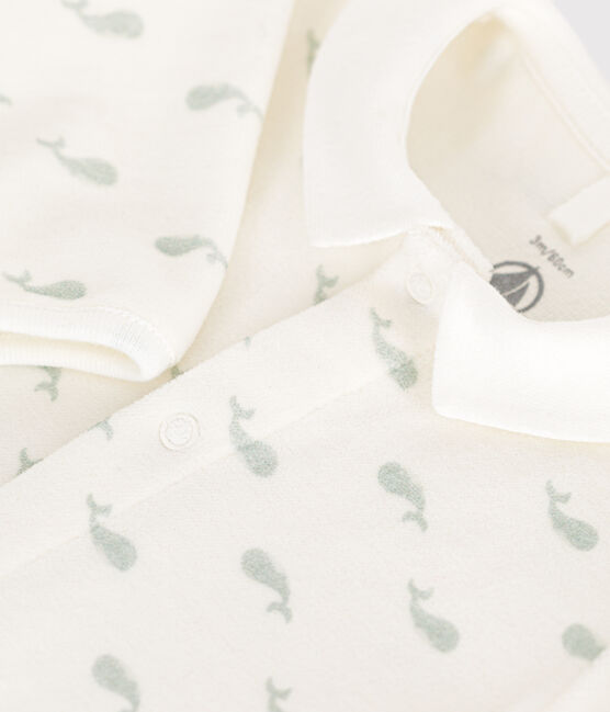 Pijama de terciopelo para bebé blanco MARSHMALLOW/ HERBIER