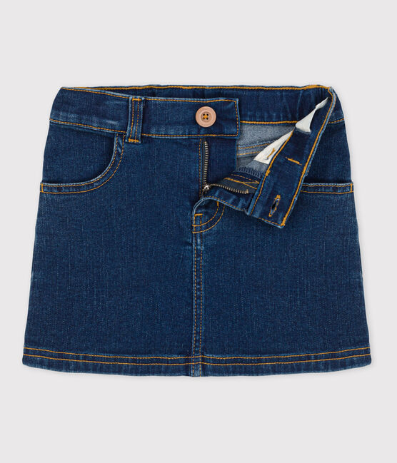 Falda recta de tejido vaquero de niña azul DENIM BRUT
