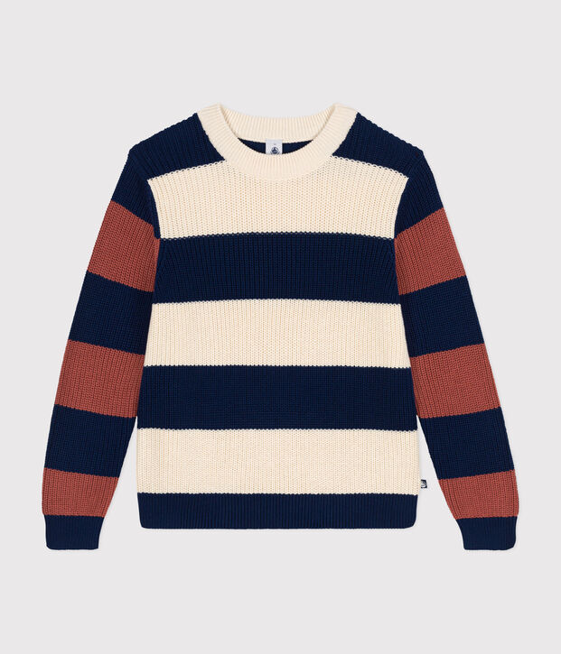 Jersey a rayas de algod&oacute;n de mujer crudo/multicolor