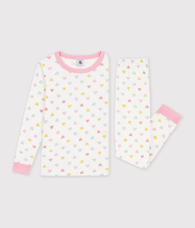 Pijama infantil muy ajustado de algod&oacute;n con estampado blanco/multicolor