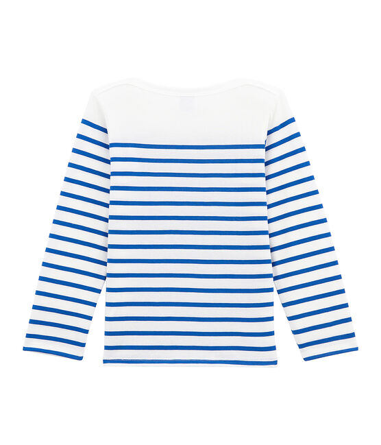 Camiseta marinera infantil creativa para niño blanco MARSHMALLOW/azul PERSE