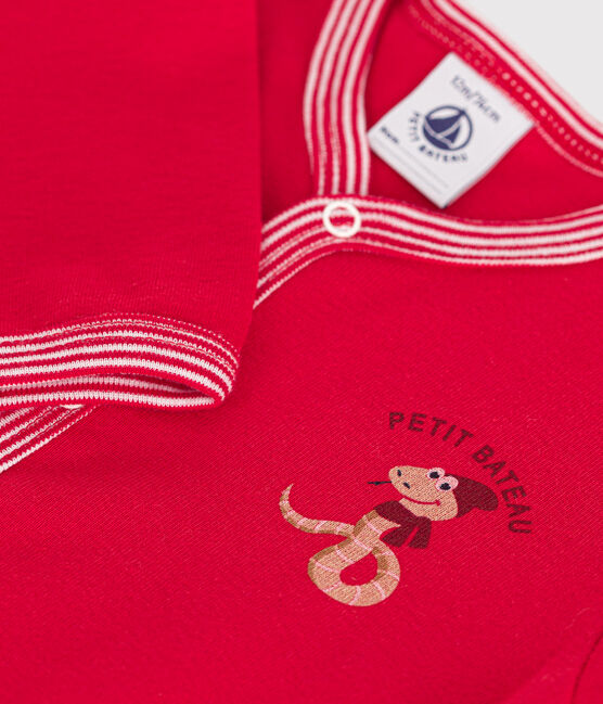 Pijama sin pies de algodón para bebé rojo CORRIDA