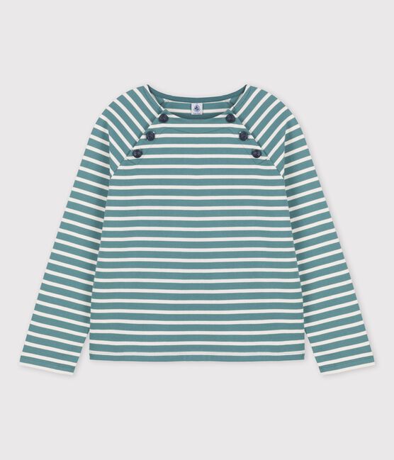 Jersey abotonado de algodón de mujer verde BRUT/blanco AVALANCHE
