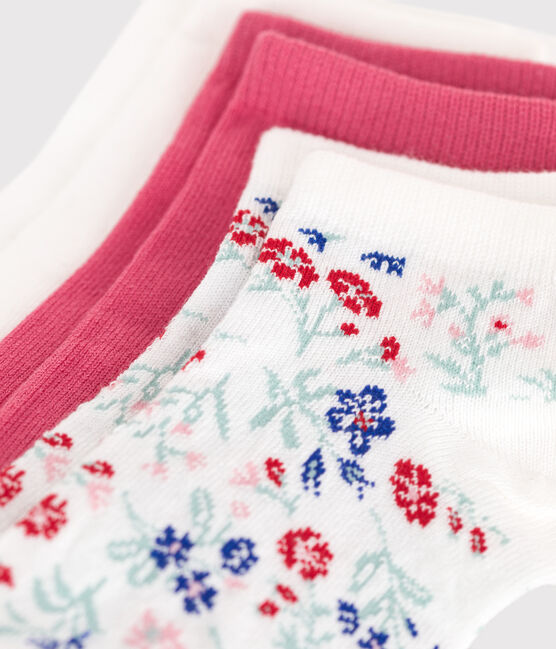 3 pares de calcetines de algodón con estampado de flores para niña variante 1