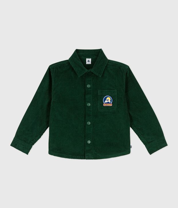 Camisa infantil lisa de pana verde