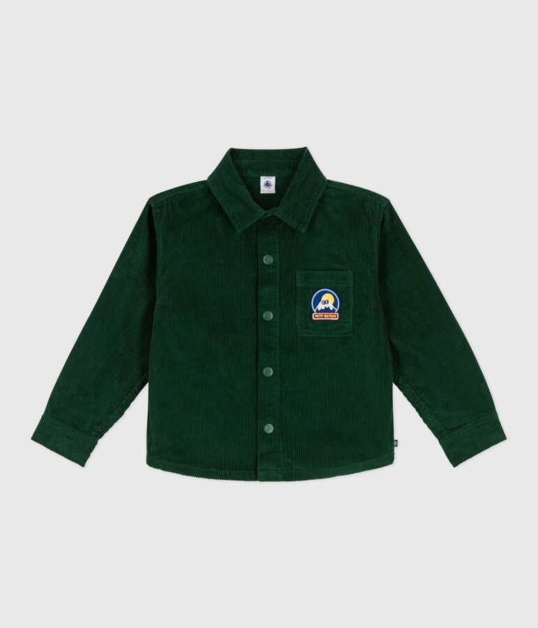 Camisa infantil lisa de pana verde