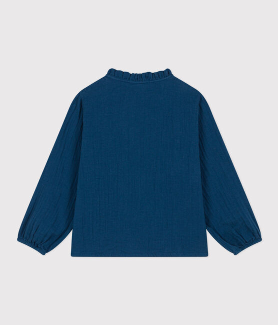 Blusa de gasa de algodón para niña azul INCOGNITO