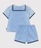 Conjunto de 2 piezas de chambray con camiseta con cuello de uniforme para beb&eacute; azul