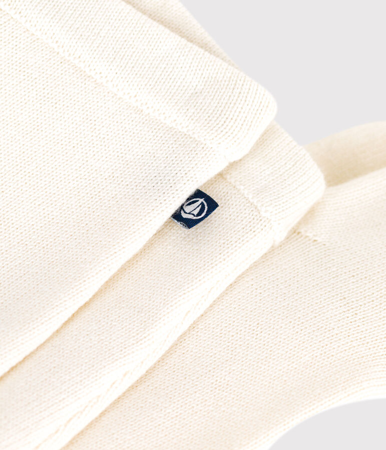 Peto tricotado de lana y algod&oacute;n para beb&eacute; blanco