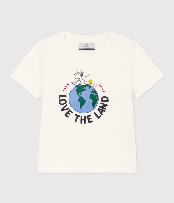 Camiseta de algodón de manga corta para niño/niña blanco MARSHMALLOW