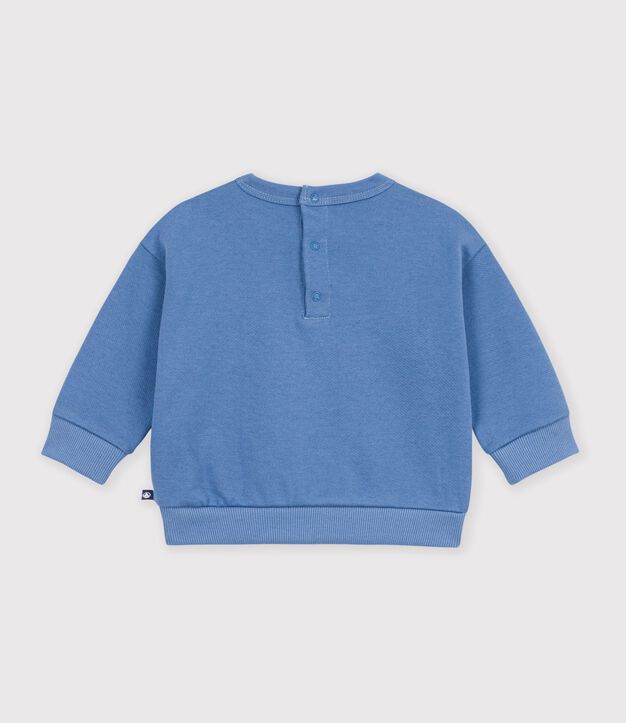 Sudadera lisa de algod&oacute;n con bordado para beb&eacute; azul