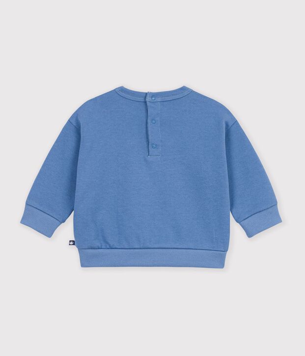 Sudadera lisa de algod&oacute;n con bordado para beb&eacute; azul