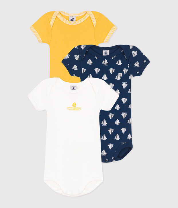 Juego de 3 bodis de beb&eacute; de manga corta de algod&oacute;n multicolor