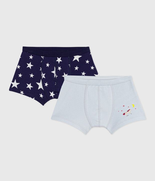 Juego de b&oacute;xeres infantiles de algod&oacute;n con ribete en la cintura y estampado de estrellas multicolor