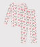 Pijama infantil muy ajustado de algodón con flores rosa FLEUR/blanco MULTICO
