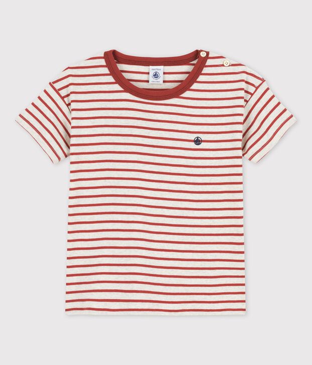 Camiseta de manga corta de algod&oacute;n de ni&ntilde;o beige/marron