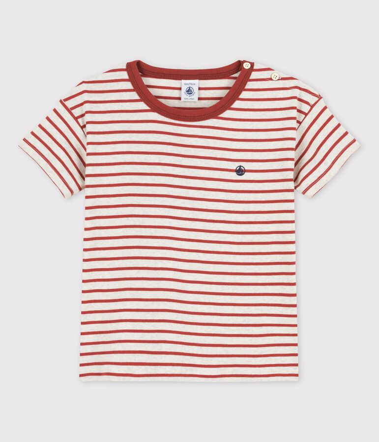 Camiseta de manga corta de algod&oacute;n de ni&ntilde;o beige/marron