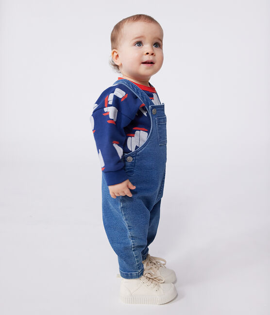 Peto largo de tejido denim con elastano para bebé azul BLEU DELAVE