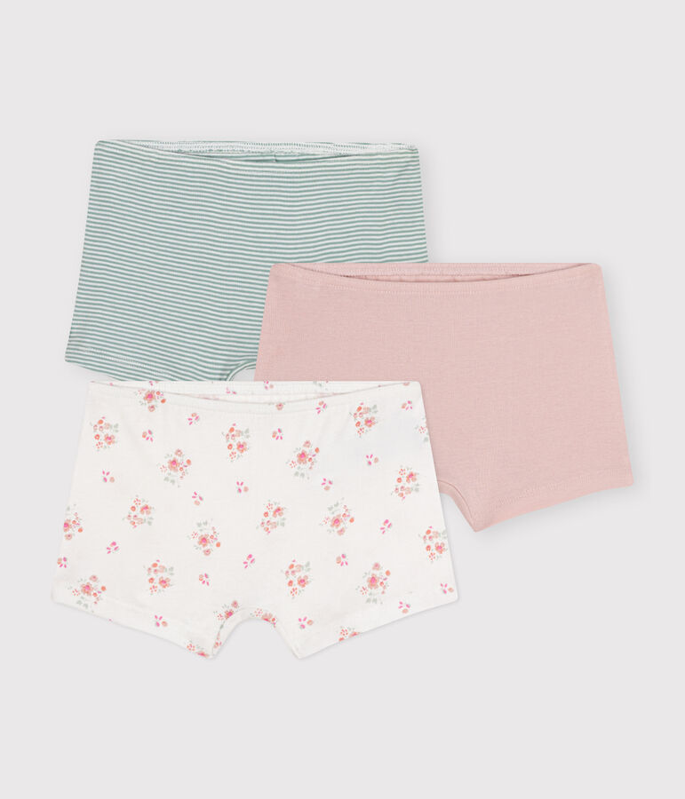 Juego de 3 culottes infantiles de algod&oacute;n con flor multicolor