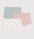 Juego de 3 culottes infantiles de algodón con flor