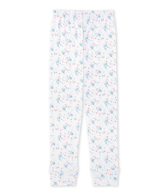 Bajo de pijama estampado combinable para niña blanco ECUME/azul BLEU/ MULTICO