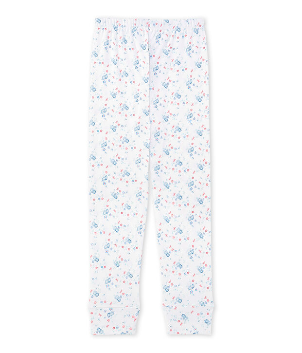 Bajo de pijama estampado combinable para ni&ntilde;a blanco/azul/multicolor