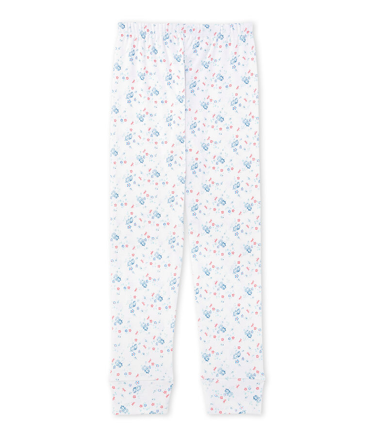 Bajo de pijama estampado combinable para ni&ntilde;a blanco/azul/multicolor