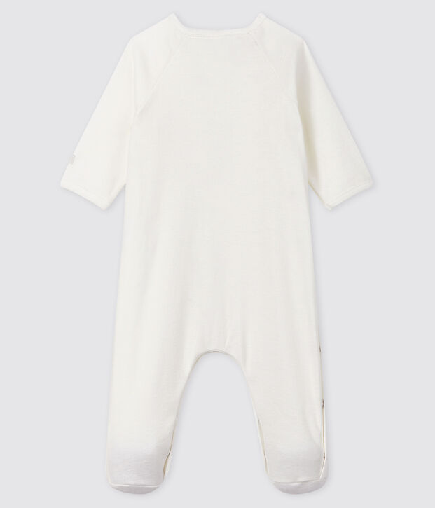 Pijama de beb&eacute; de algod&oacute;n ecol&oacute;gico blanco blanco