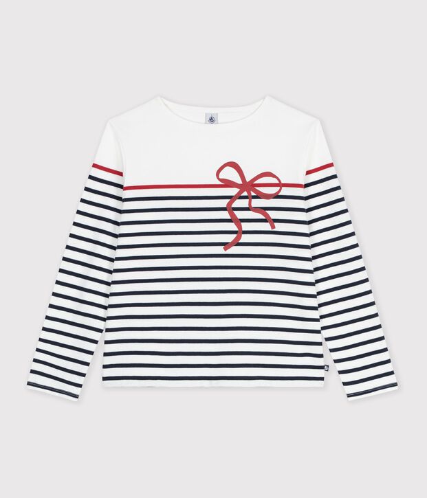 Camiseta marinera de algod&oacute;n para mujer blanco/multicolor